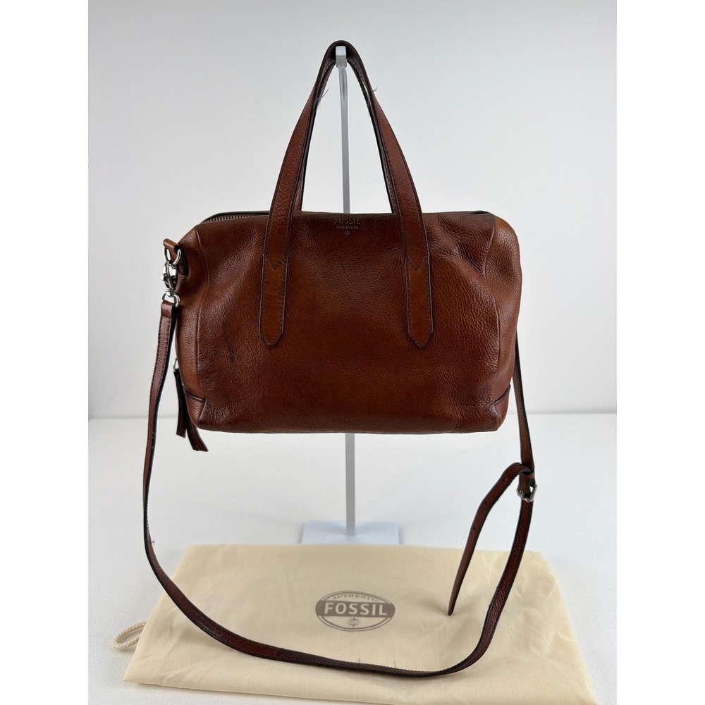 Vintage Fossil Barrel Satchel Brown Leather Vintage Crossbody Boho